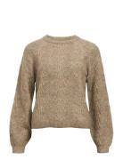 Object Objflora Re L/S Knit Pullover Noos Beige
