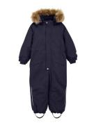 Minymo Snow Suit W. Fur Marinblå