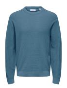 ONLY & SONS Onstony Ds 12 Ls Waffle Crew Knit Noos Blå