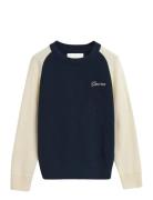 GANT Color Blocked Cotton C-Neck Blå