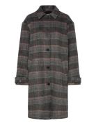 Monki Knee-Length Single-Breasted Coat Multi/patterned